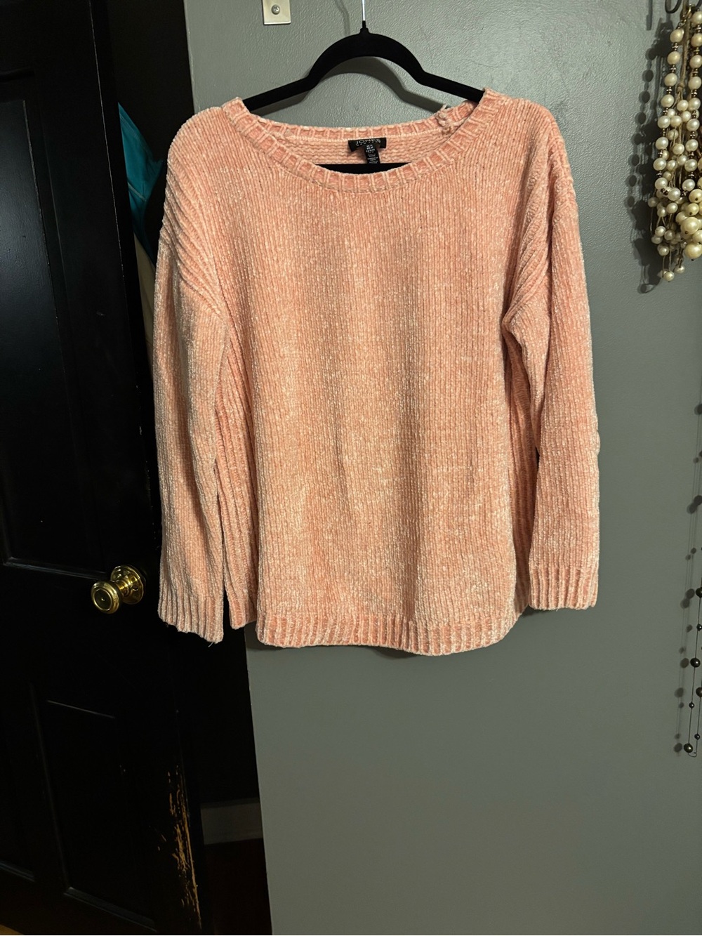 Cozy Chenille Crewneck Sweater - Peach Pink